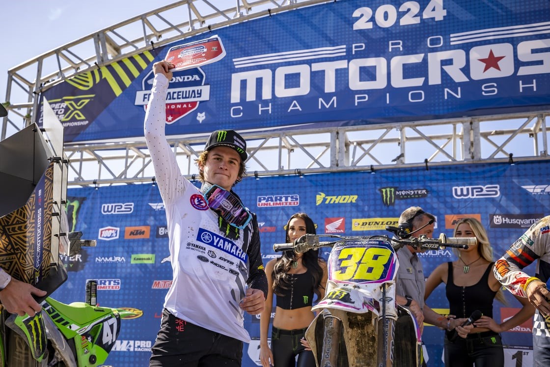 Monster Energy Yamaha Star Racing’s Haiden Deegan wins both motos for the 250MX overall victory at Fox Raceway at Pala