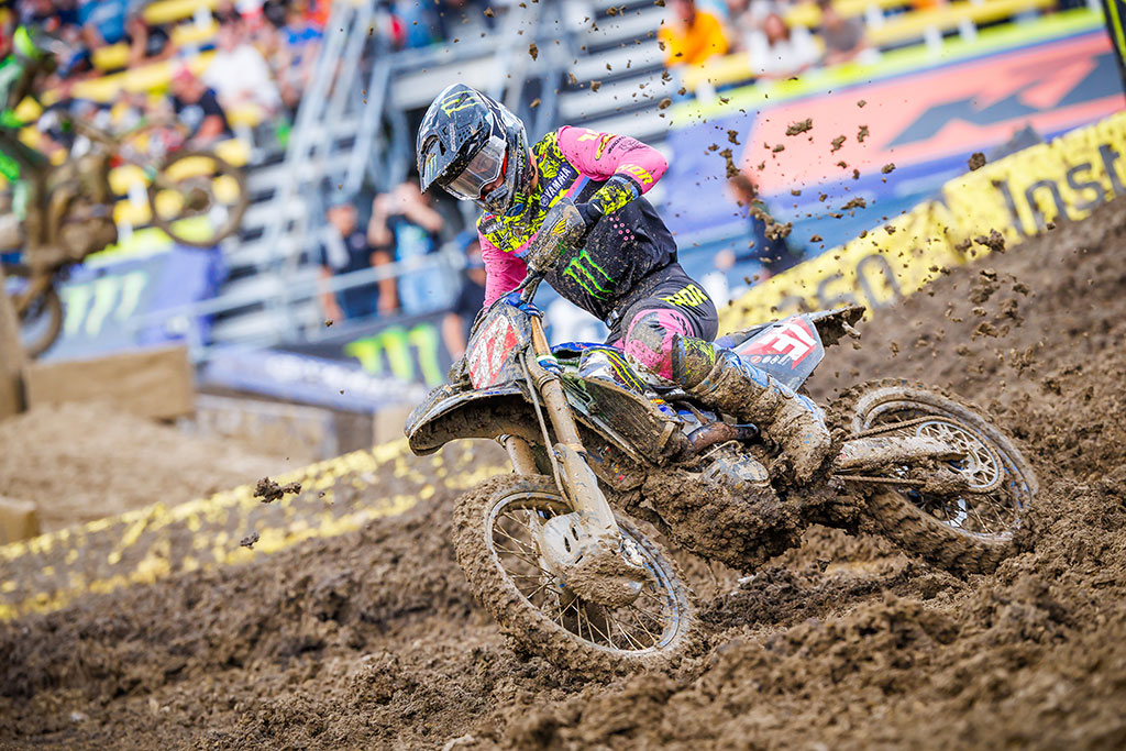 Monster Energy Yamaha Star Racing’s Cole Davies rebounds from Moto 1 heartbreak to score a commanding Moto 2 victory, while Caden Dudney and Landen Gordon enjoy a strong SMX postseason pro debut, finishing inside the top-10 overall in Ohio